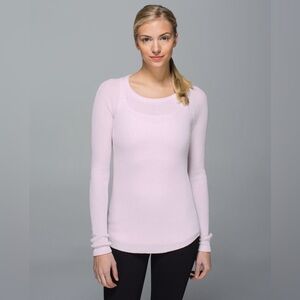 Lululemon Cabin Yogi Long‎ Sleeve Neutral Blush / Heathered White Size 4